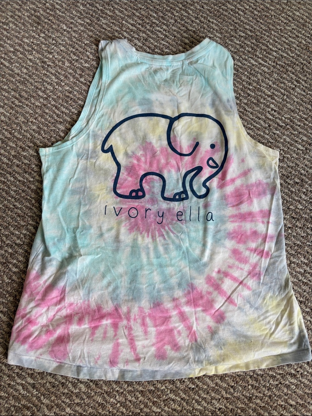 Ivory Ella Tie-Dye Elephant Tank Top - Pastel Multi - Size S